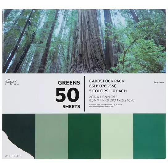Greens Cardstock Paper Pack, Hobby Lobby