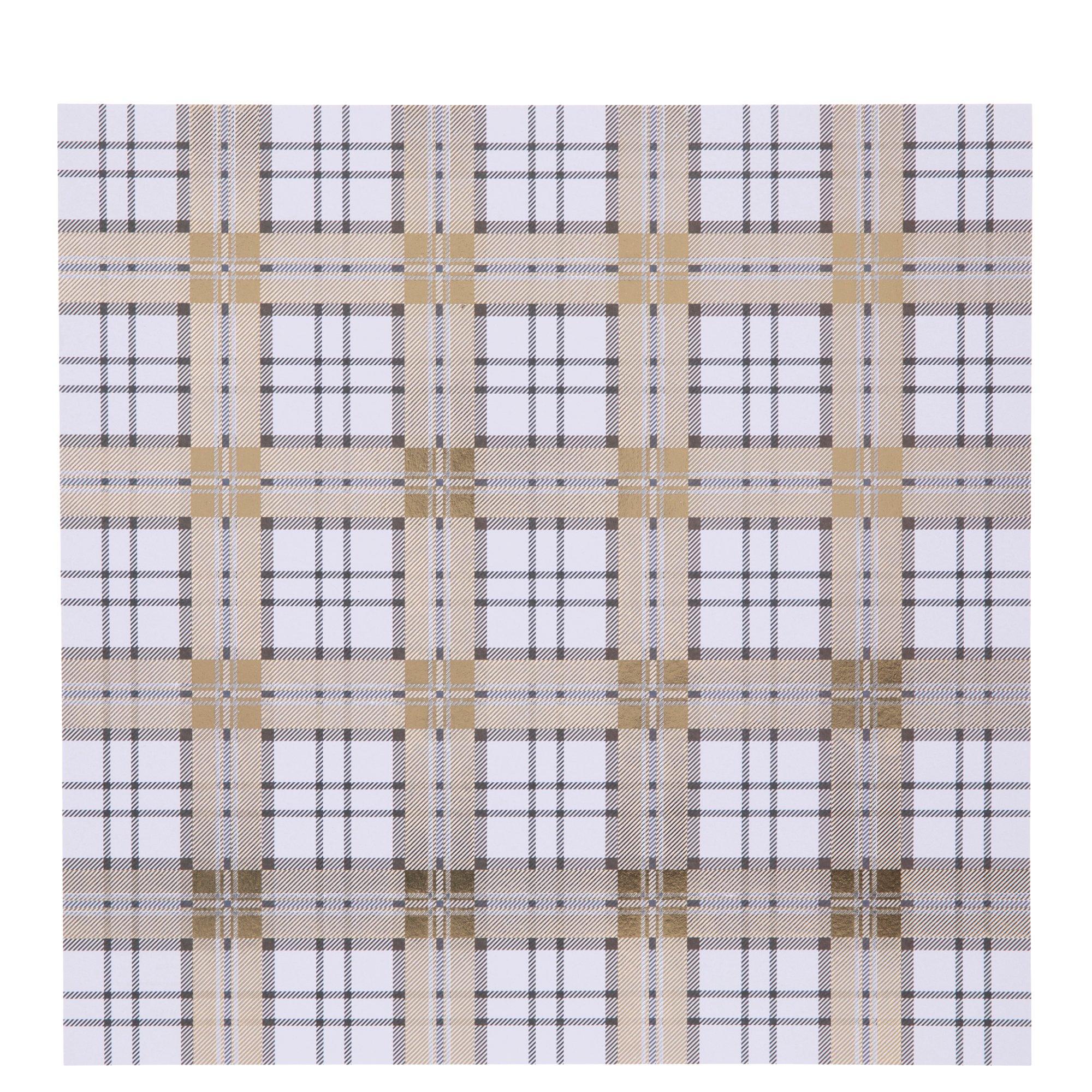 Gold & Silver Foil Plaid Scrapbook Paper 12" x 12" Hobby Lobby