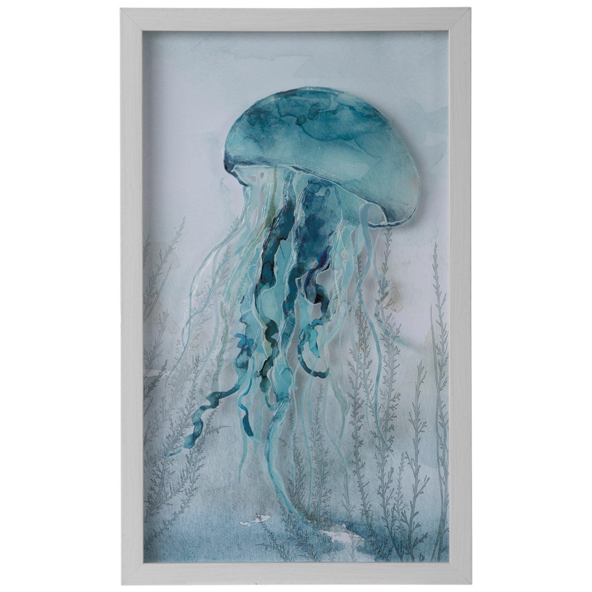 Blue Jellyfish Framed Wall Decor