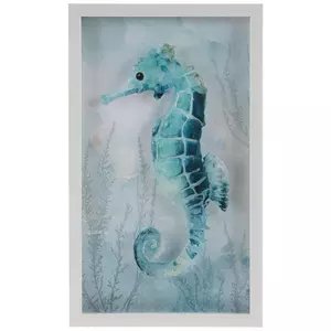 Teal Watercolor Seahorse Framed Wall Decor