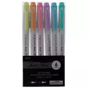 Pastel Master's Touch Lettering Highlighter & Liner Pens - 6 Piece Set