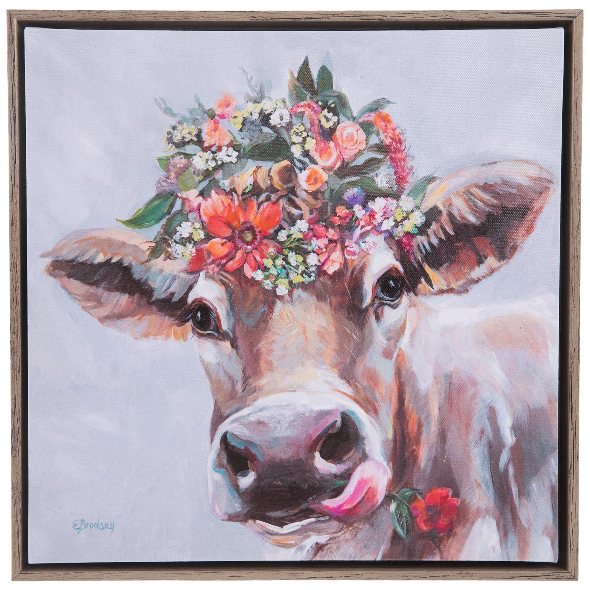 Cow & Flowers Canvas Wall Decor, Hobby Lobby