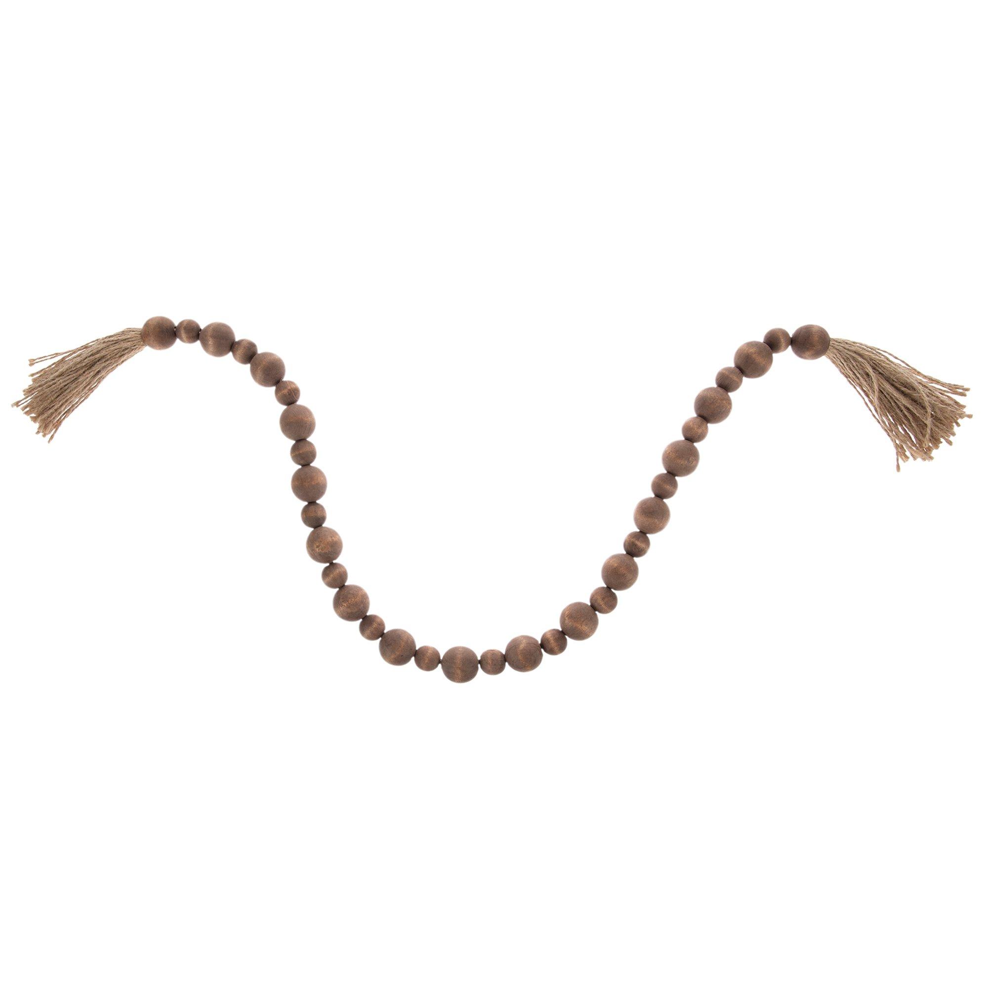 Wood Bead Garland - Distressed with Tassels – Loblolly and Lace