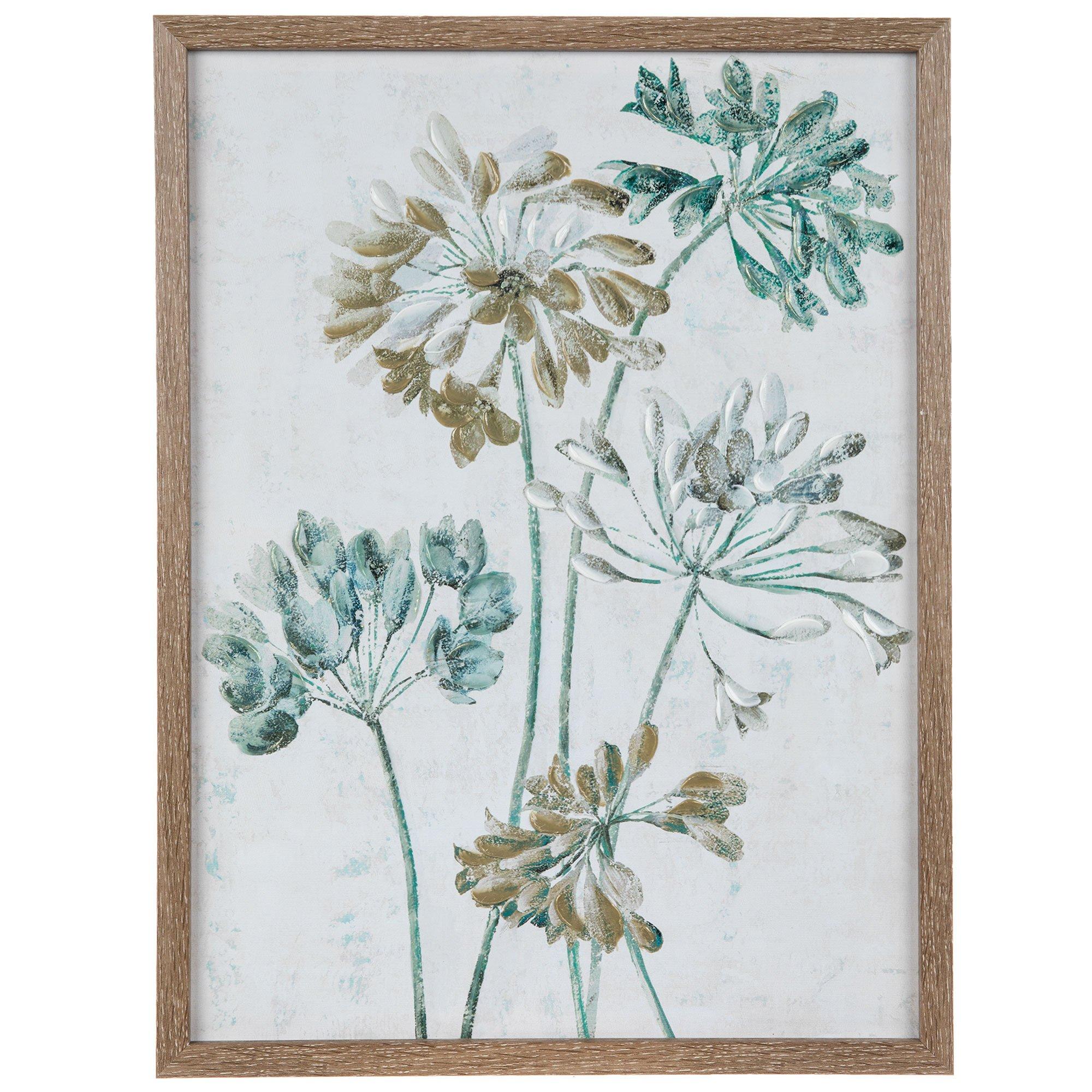 White, Green & Taupe Floral Canvas Wall Decor