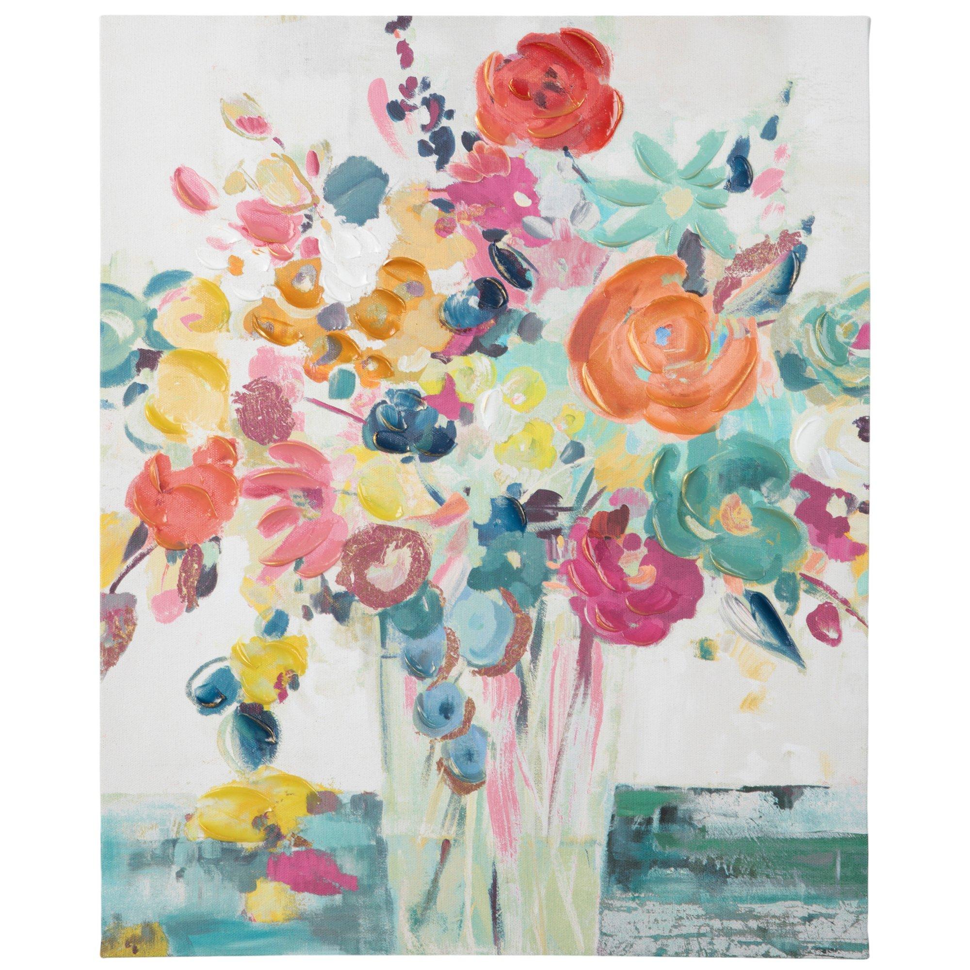 Painted Flowers Canvas Wall Decor