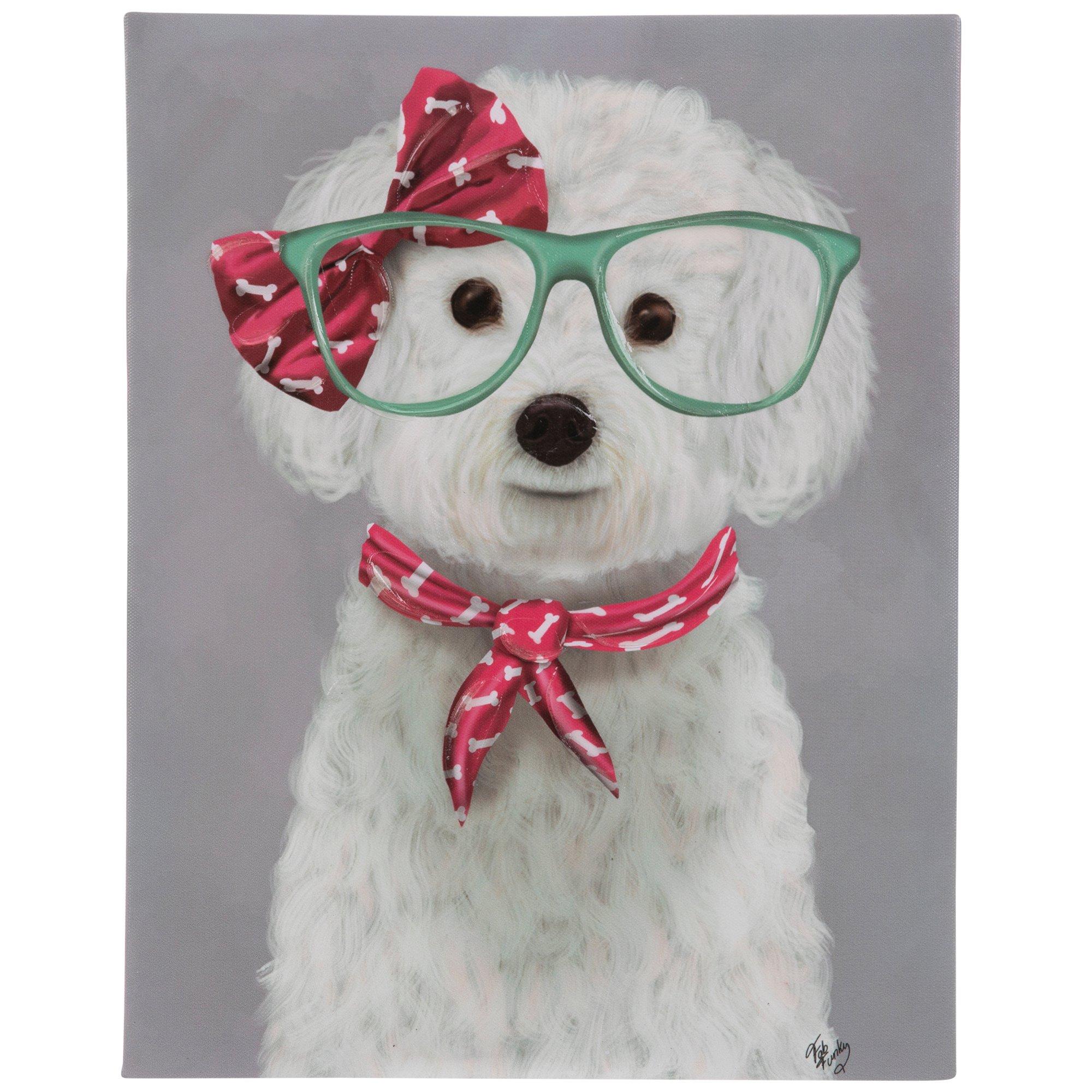 White Dog In Glasses Canvas Wall Decor Hobby Lobby 1953462