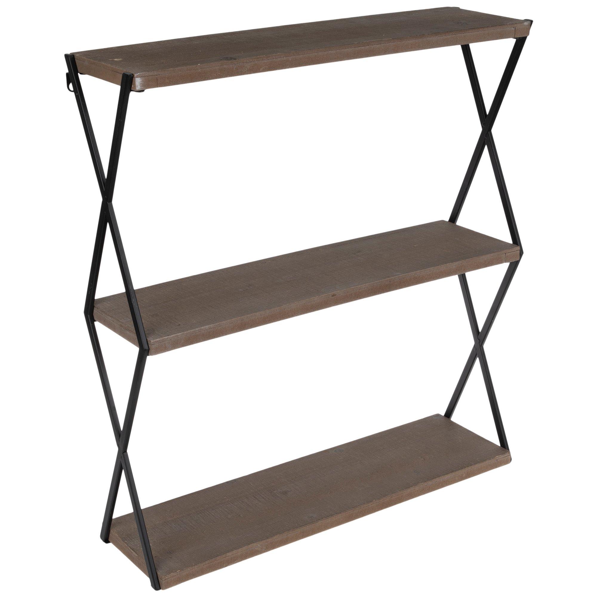 Brown Two-Tiered Metal Wall Shelf