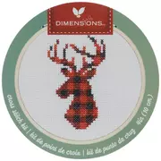 Red Plaid Deer Cross Stitch Kit