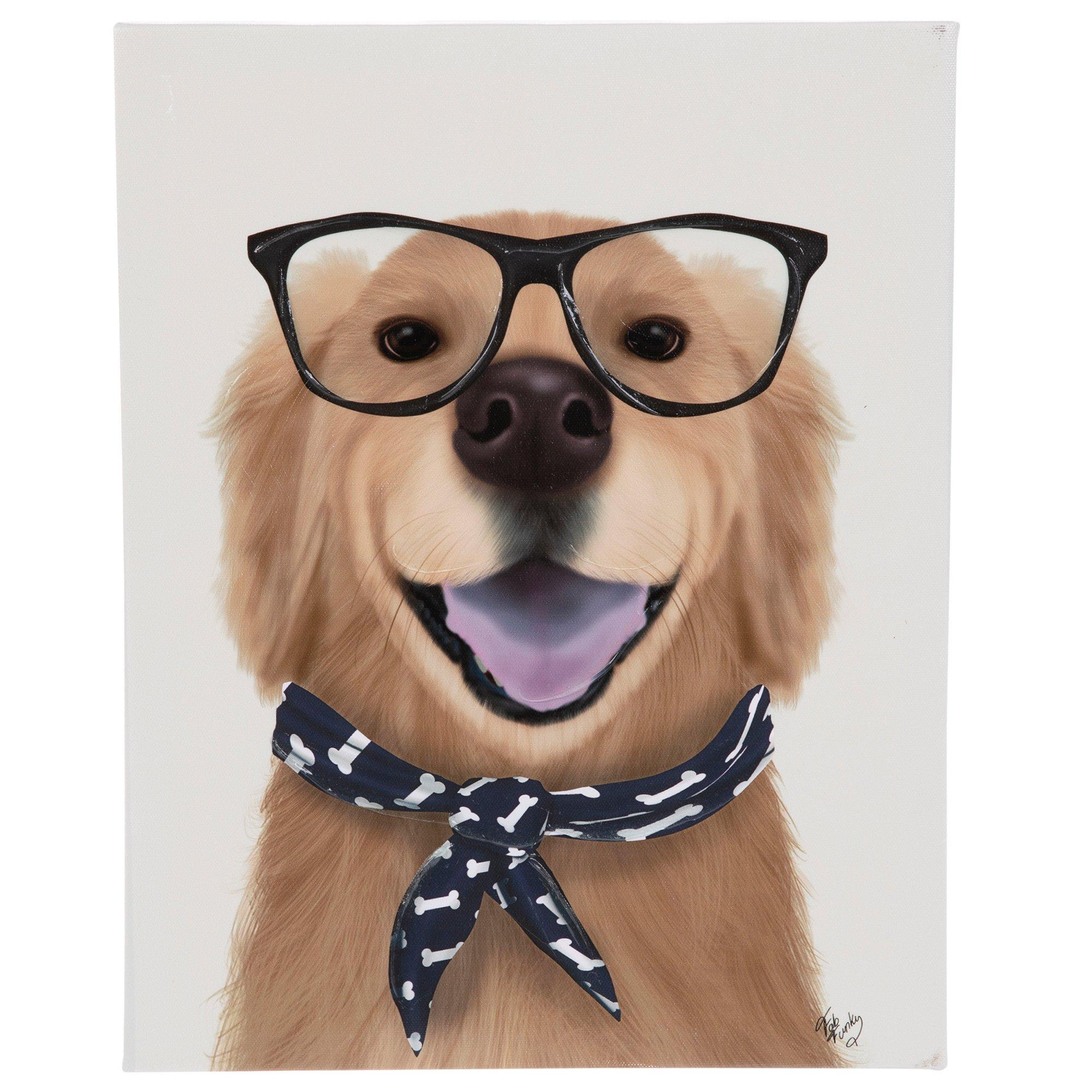 Golden Retriever With Glasses Canvas Wall Decor Hobby Lobby 1955293