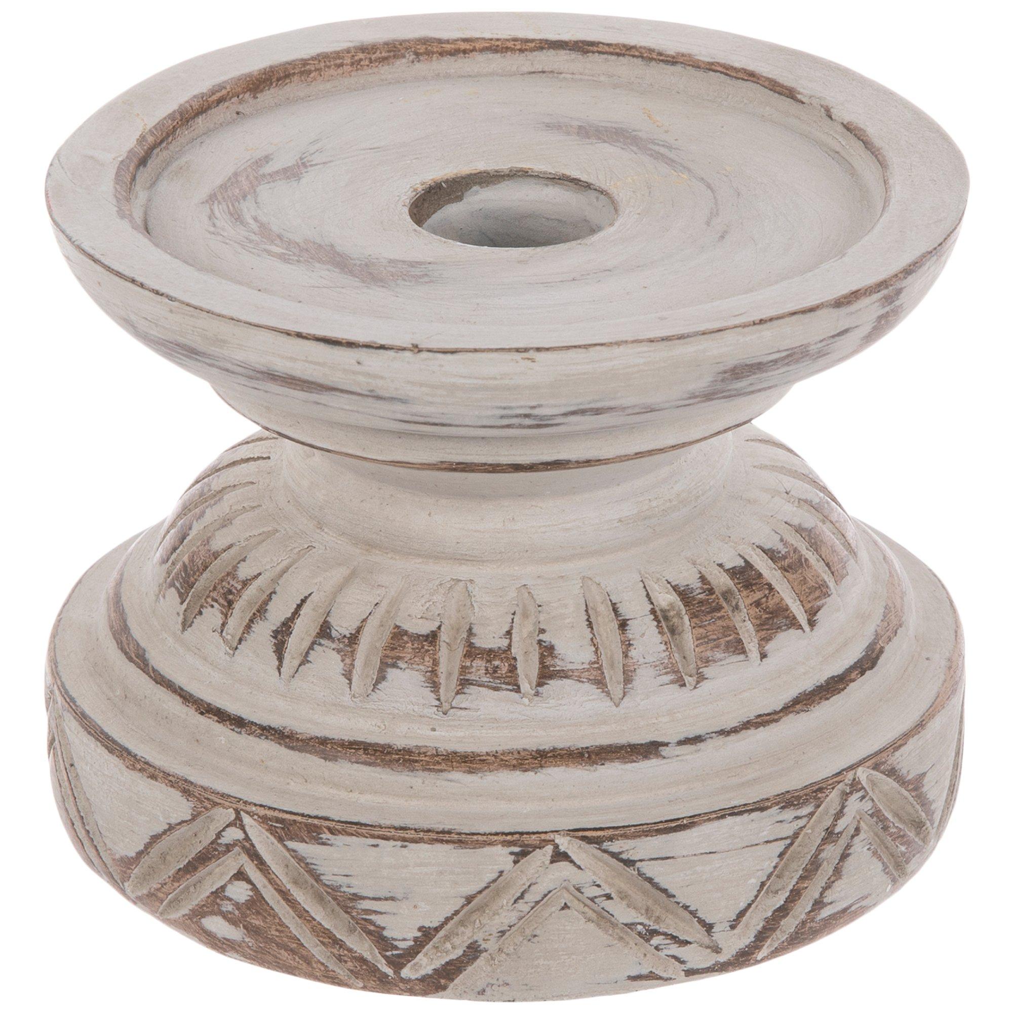 Gray & Brown Engraved Wood Look Candle Holder Hobby Lobby 1957174