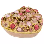 Pink Floral Heart Rhinestone Jewelry Box