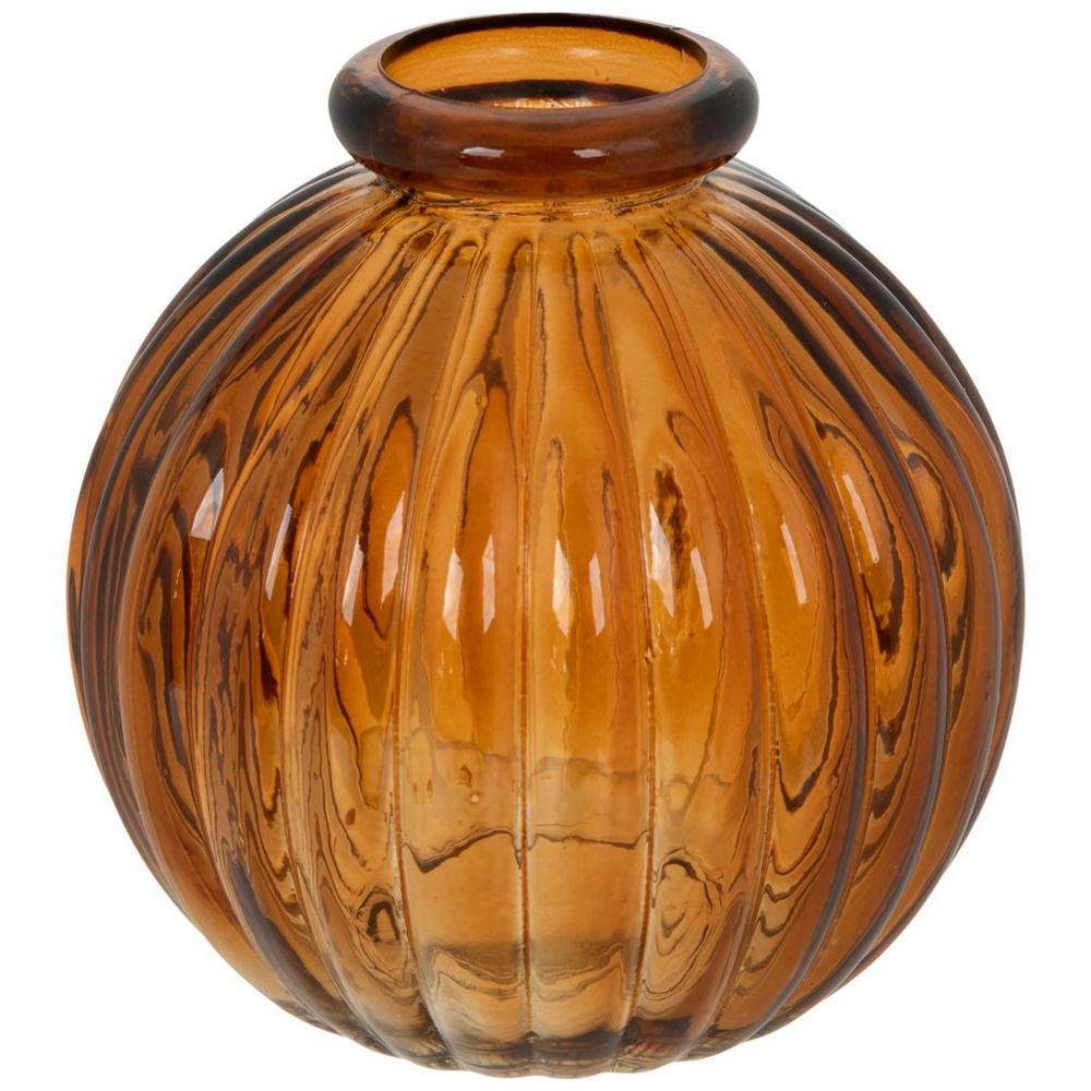 Ribbed Round Glass Vase