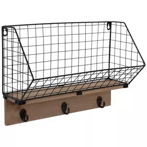 Metal Wire Wall Basket With Hooks