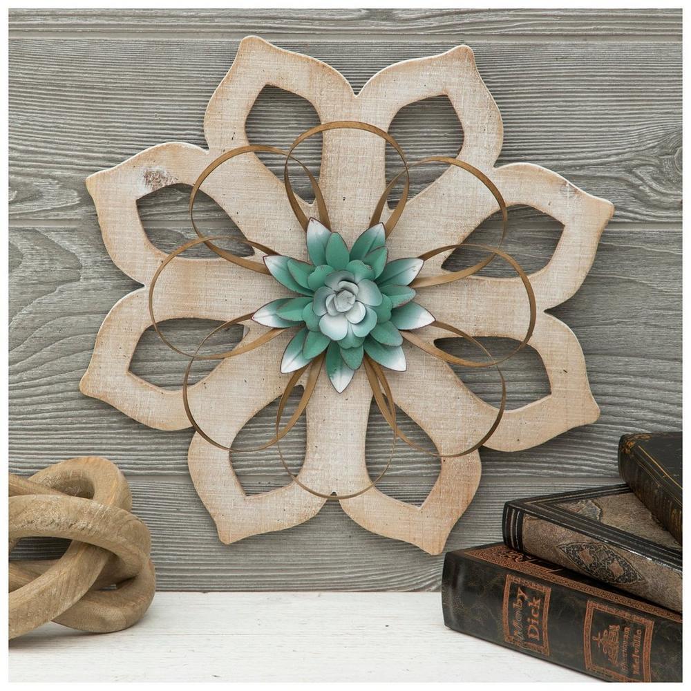 Blue & Gold Flower Wood Wall Decor | Hobby Lobby | 1965656