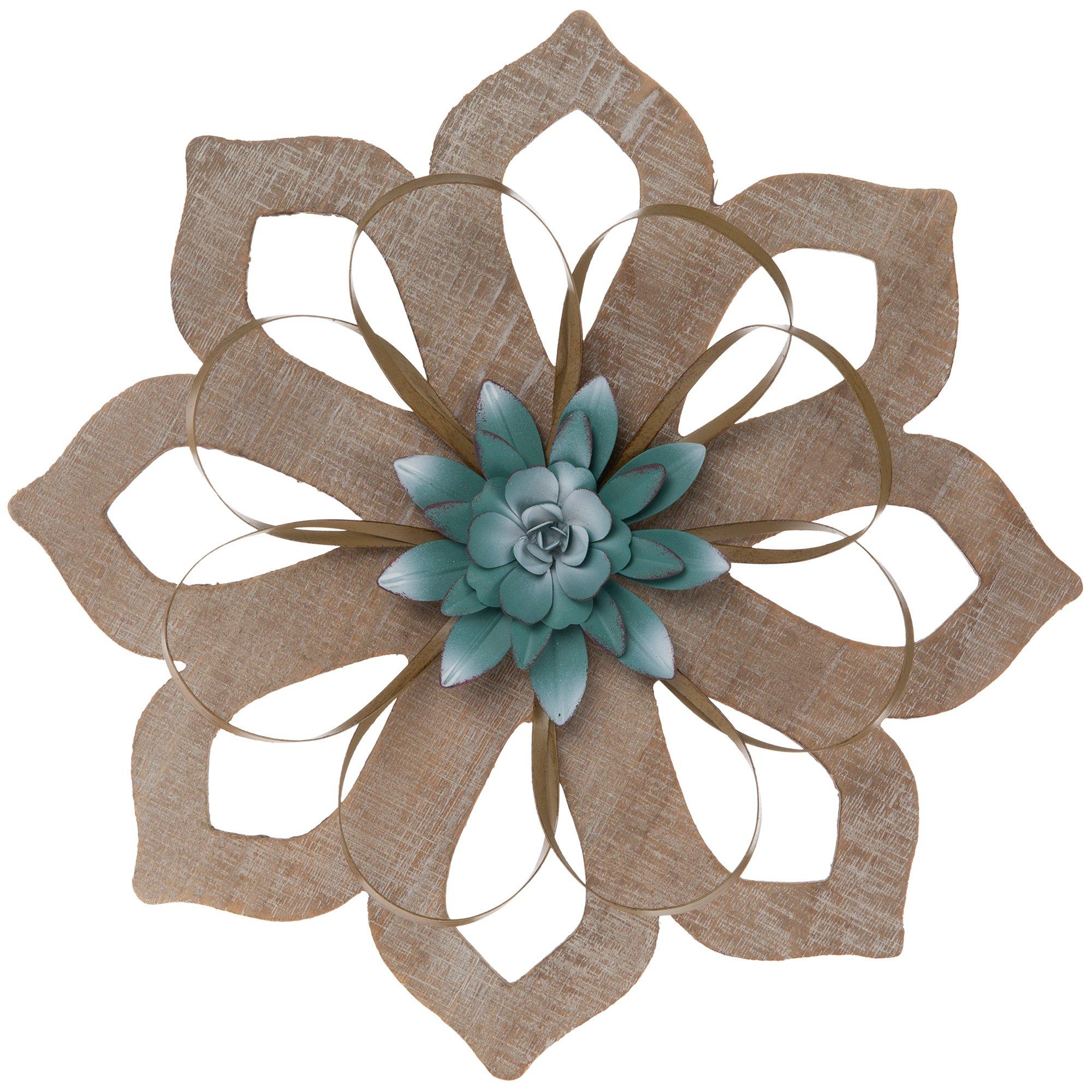 Blue & Gold Flower Wood Wall Decor | Hobby Lobby | 1965656