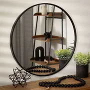 Black Modern Round Wall Mirror