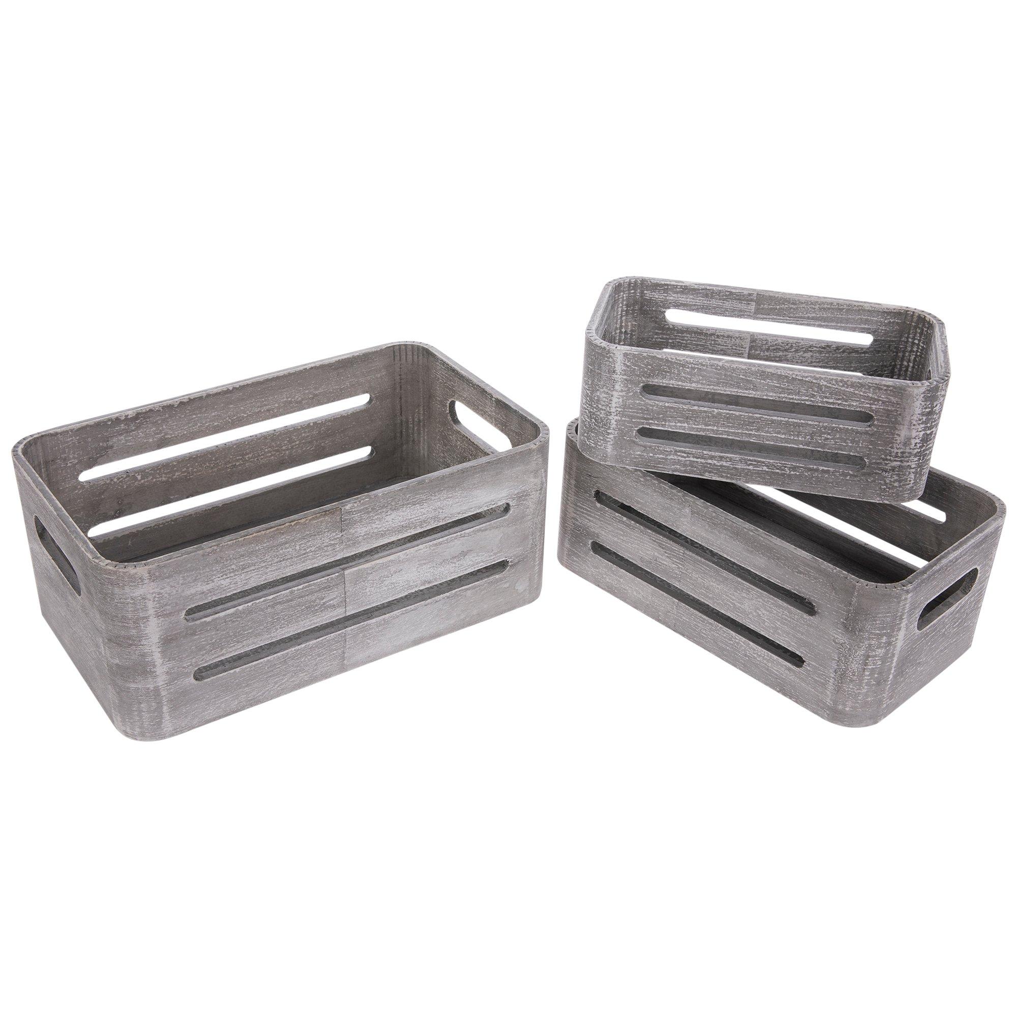 Rectangle Slotted Wood Crate Set