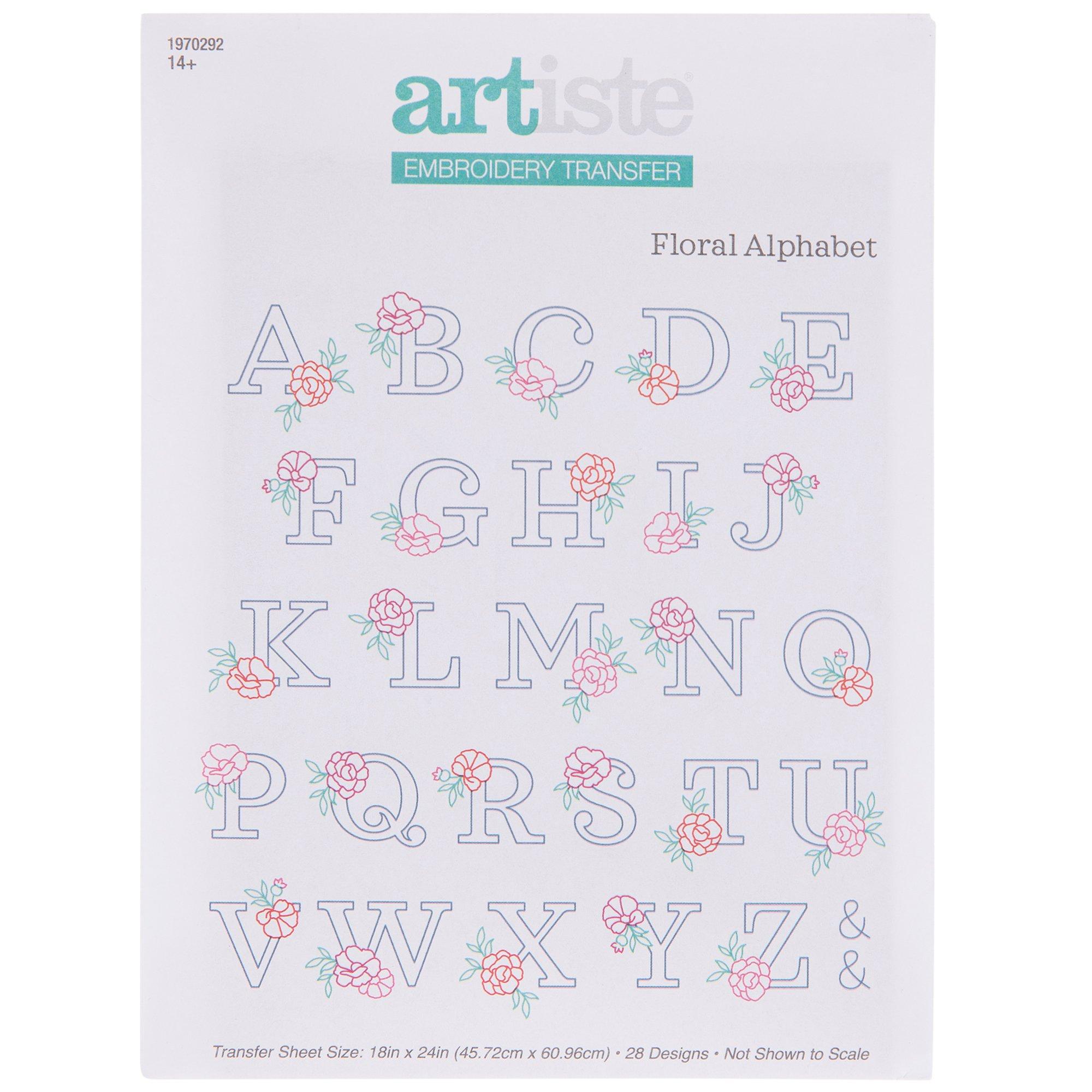 Floral Word Art Embroidery Iron-On Transfers, Hobby Lobby