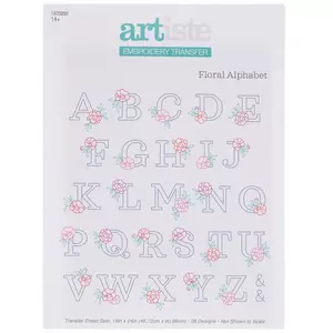 Floral Alphabet Embroidery Transfer Sheet