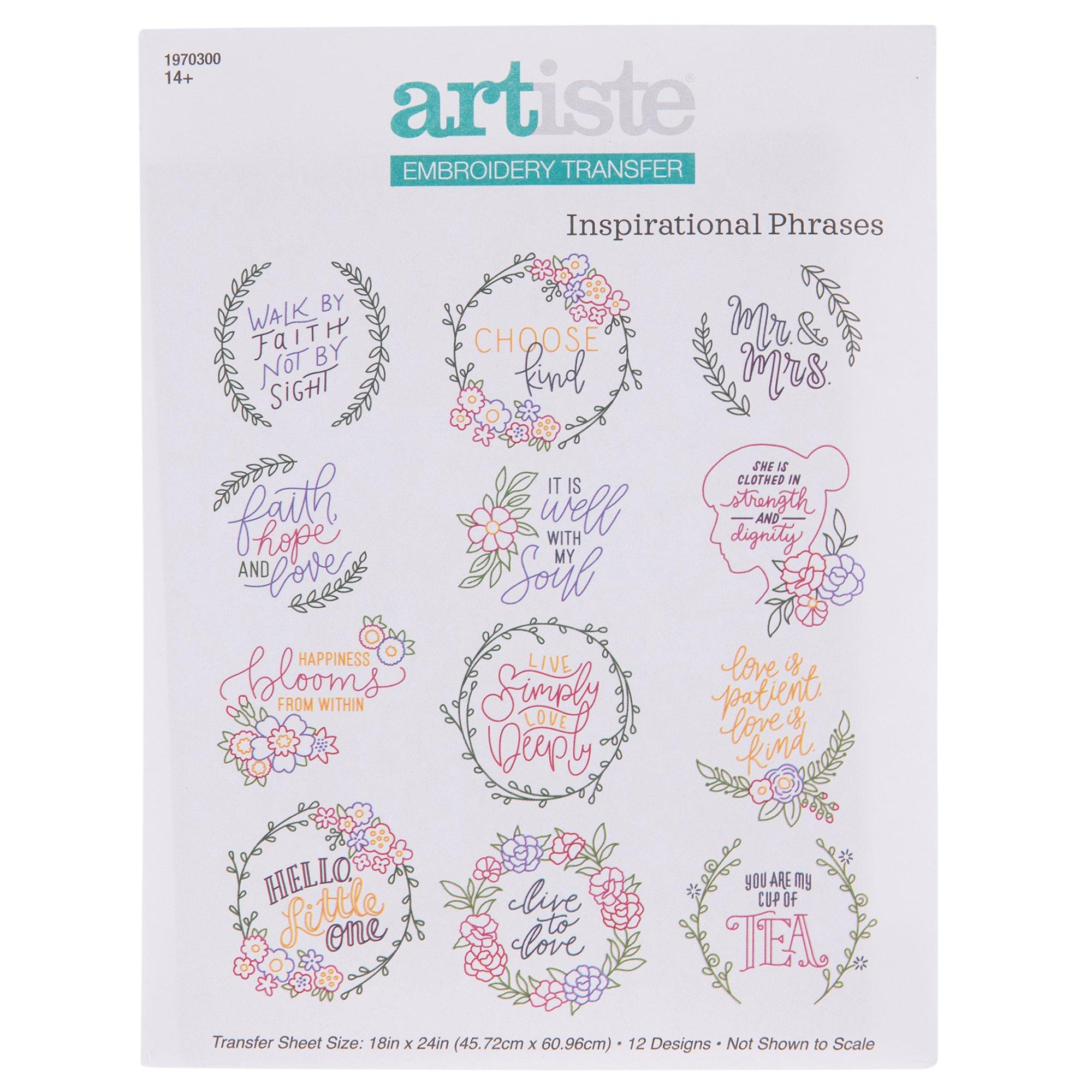 Inspirational Phrases Embroidery Transfer Sheet Hobby Lobby 1970300