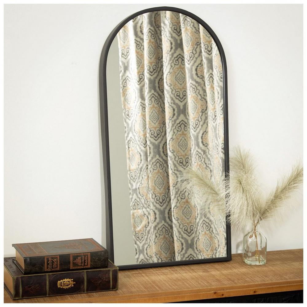 Matte Black Arched Metal Wall Mirror