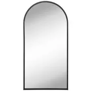Matte Black Arched Metal Wall Mirror