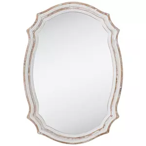 Whitewash Scalloped Wood Wall Mirror