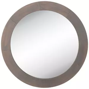 Gray Round Wood Wall Mirror