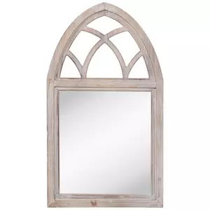 Whitewash Arch Wood Wall Mirror