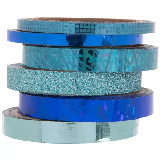 Syntego 2 Rolls Glitter Washi Tape Decorative Craft Self Adhesive Stick On  Sticky Glitter Trim 15mm x 5 Meters (Blue)