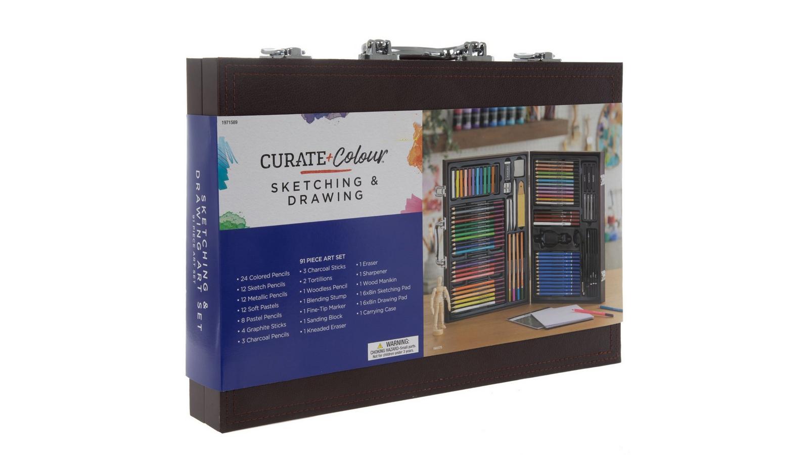 Curate + Colour Sketching & Drawing Art Set - 91 Piece Set | Hobby