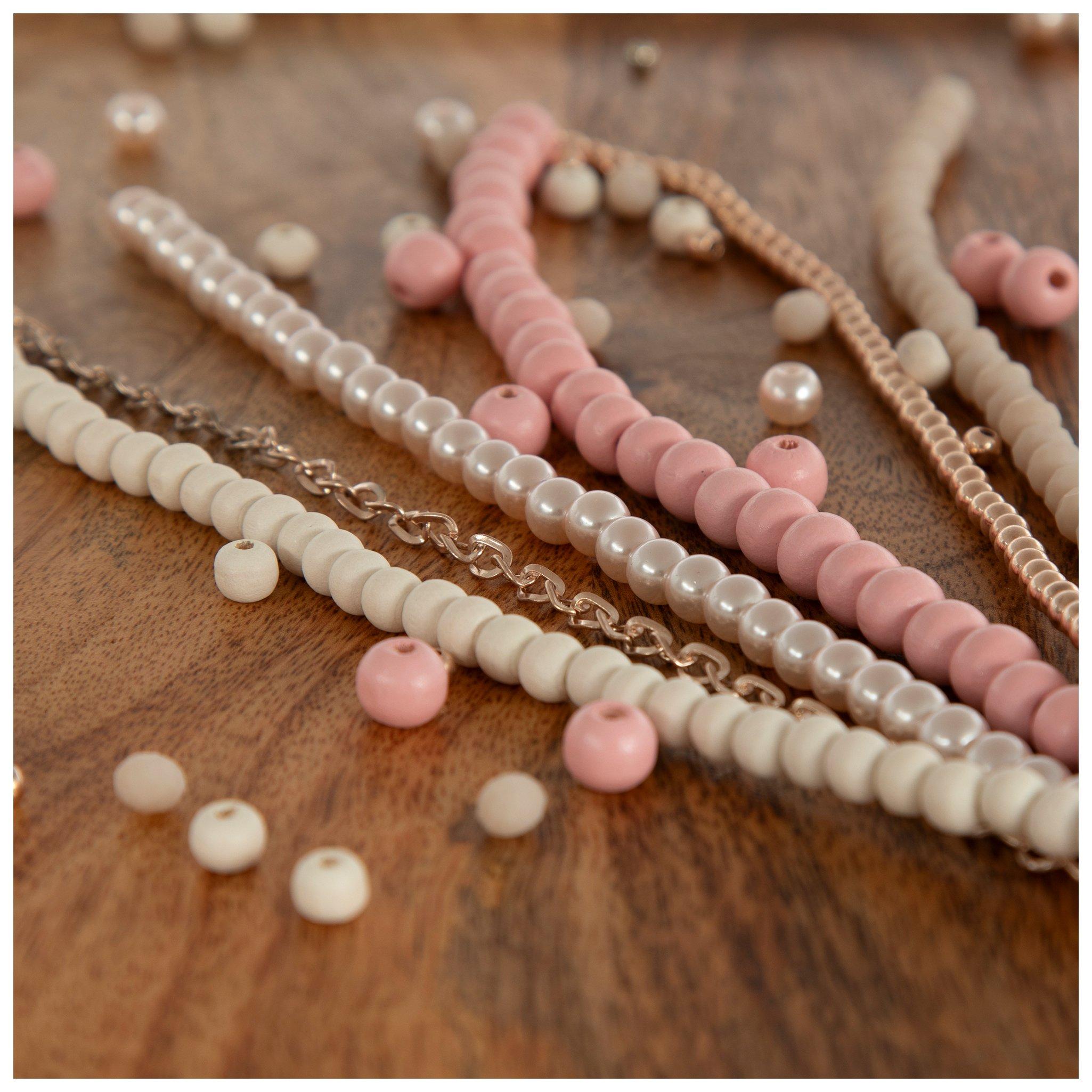 Pink & Cream Acrylic Bead Strands view 1