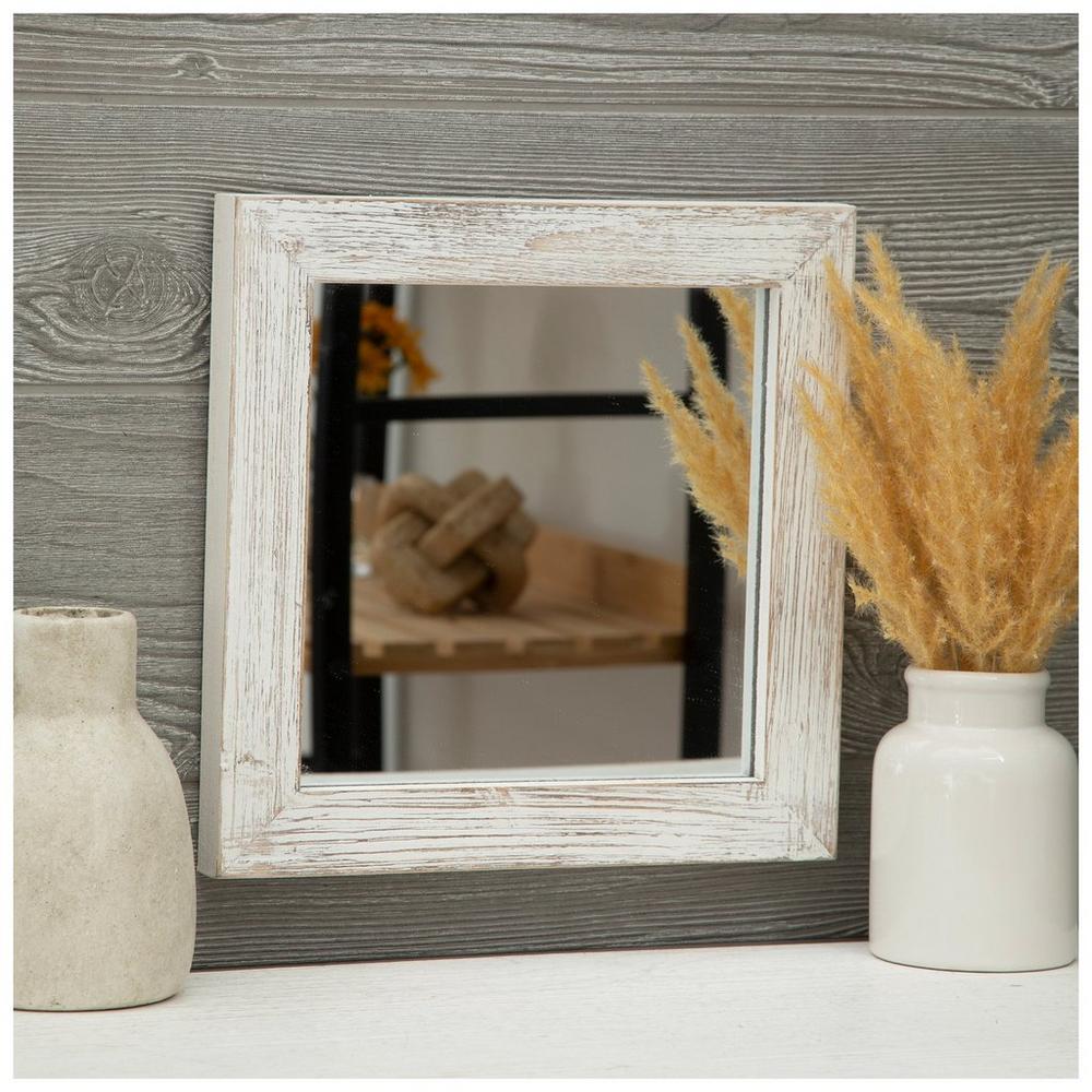 Distressed Square Wood Wall Mirror