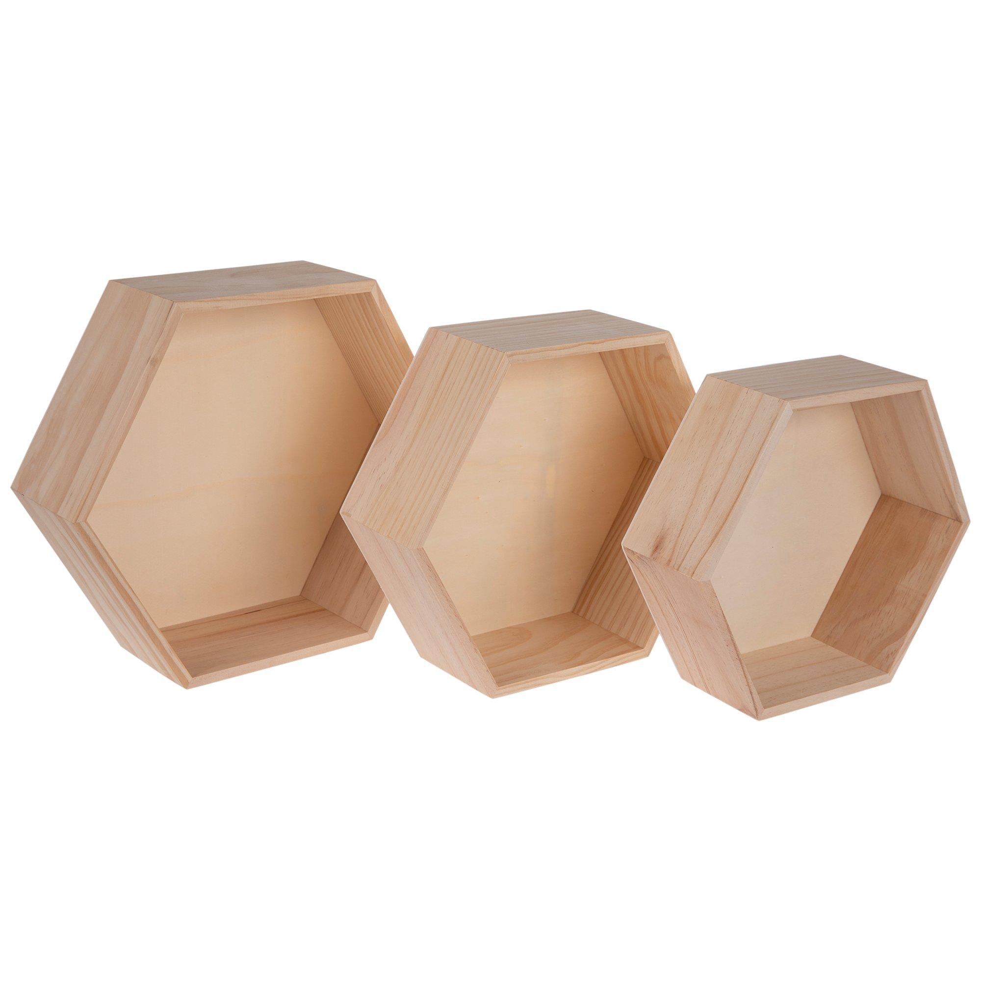Hexagon Wood Wall Shelf Set Hobby Lobby 1975739