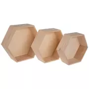 Hexagon Wood Wall Shelf Set
