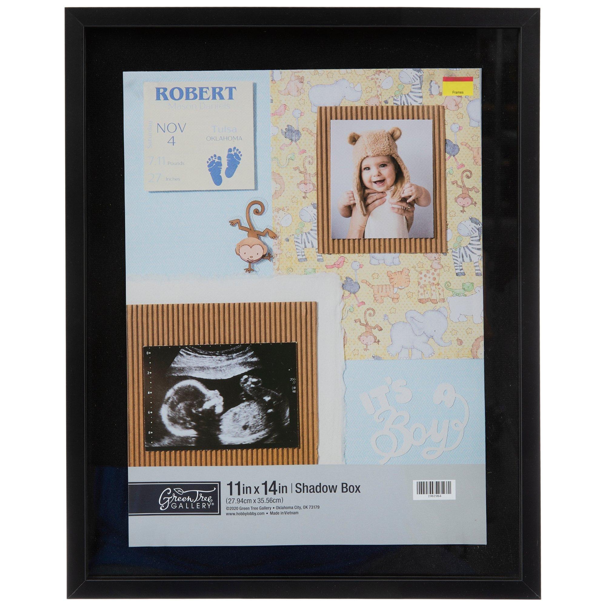 Shallow Wood Shadow Box - 8" x 10" black color, 11" x 14" dimensions view 1