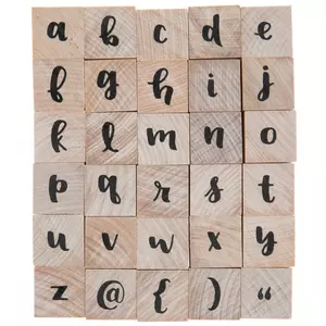 26 Pcs Small Wooden Rubber Stamps Letter And Number Stamps Kit For