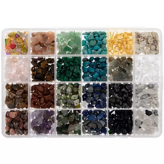 Gemstone Bead Jewelry Making Kit, Gemstone Chips and Beads with Cording