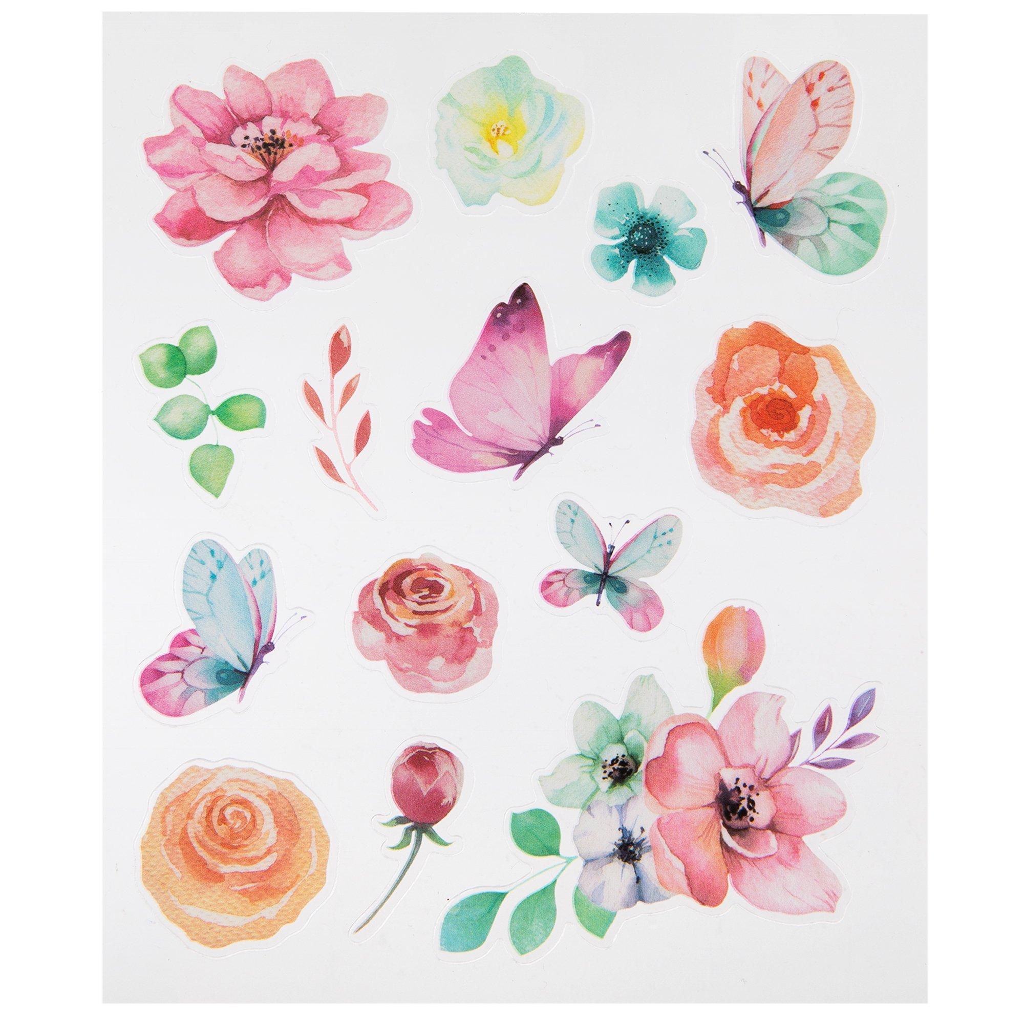 Flowers & Butterflies Watercolor Stickers Hobby Lobby 1989904