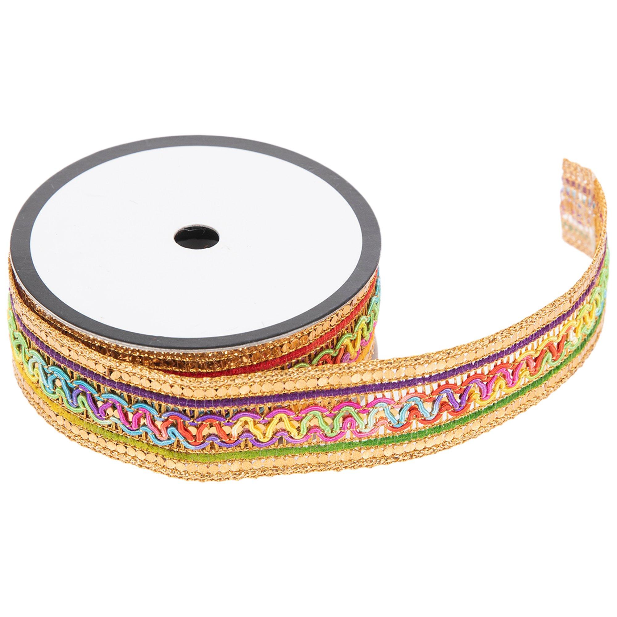 Zig Zag Rainbow & Metallic Gimp Trim - 1