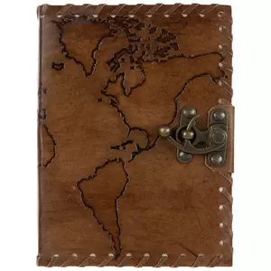 Brown Global Map Leather Sketchbook