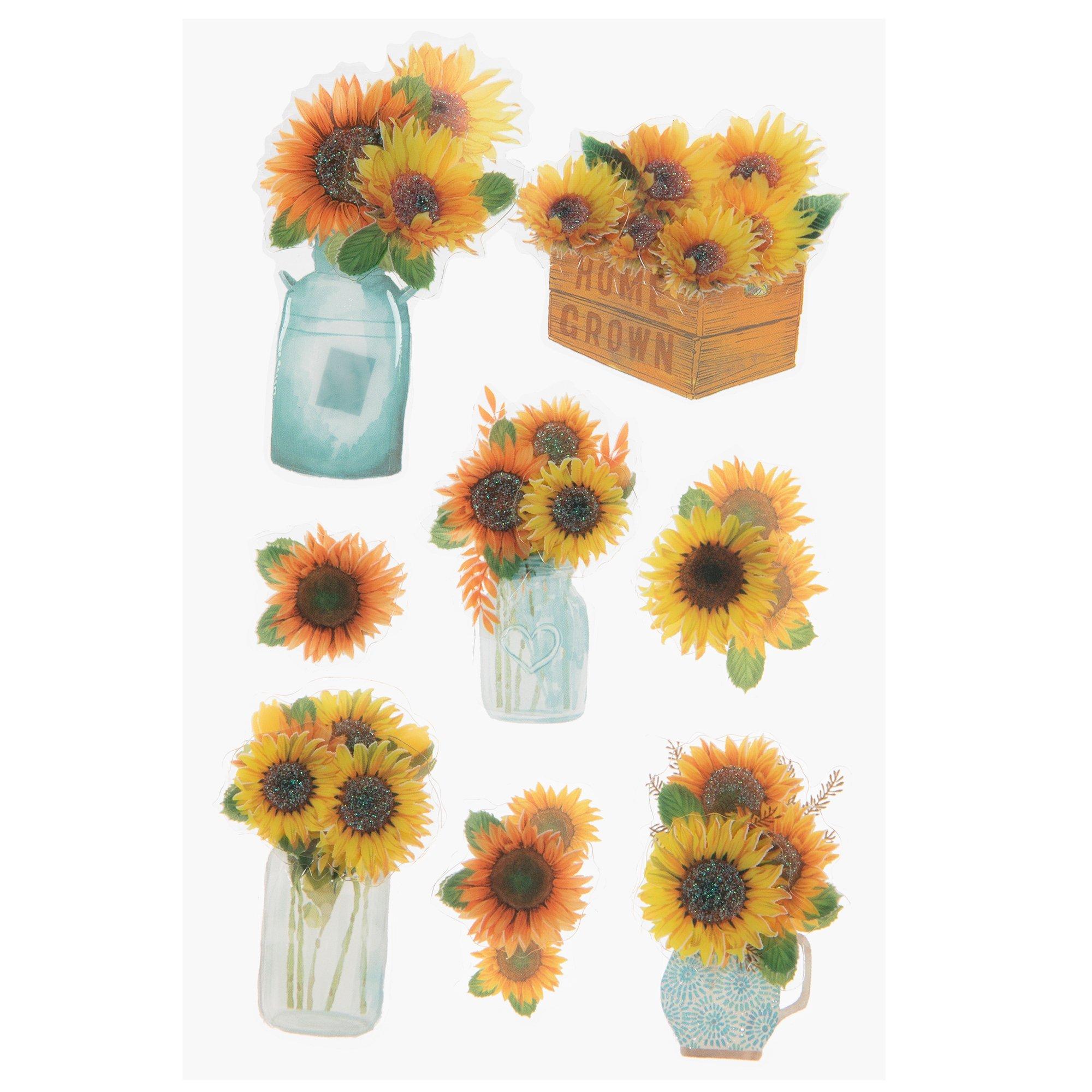 Sunflower Vases Glitter 3D Stickers Hobby Lobby 1993906