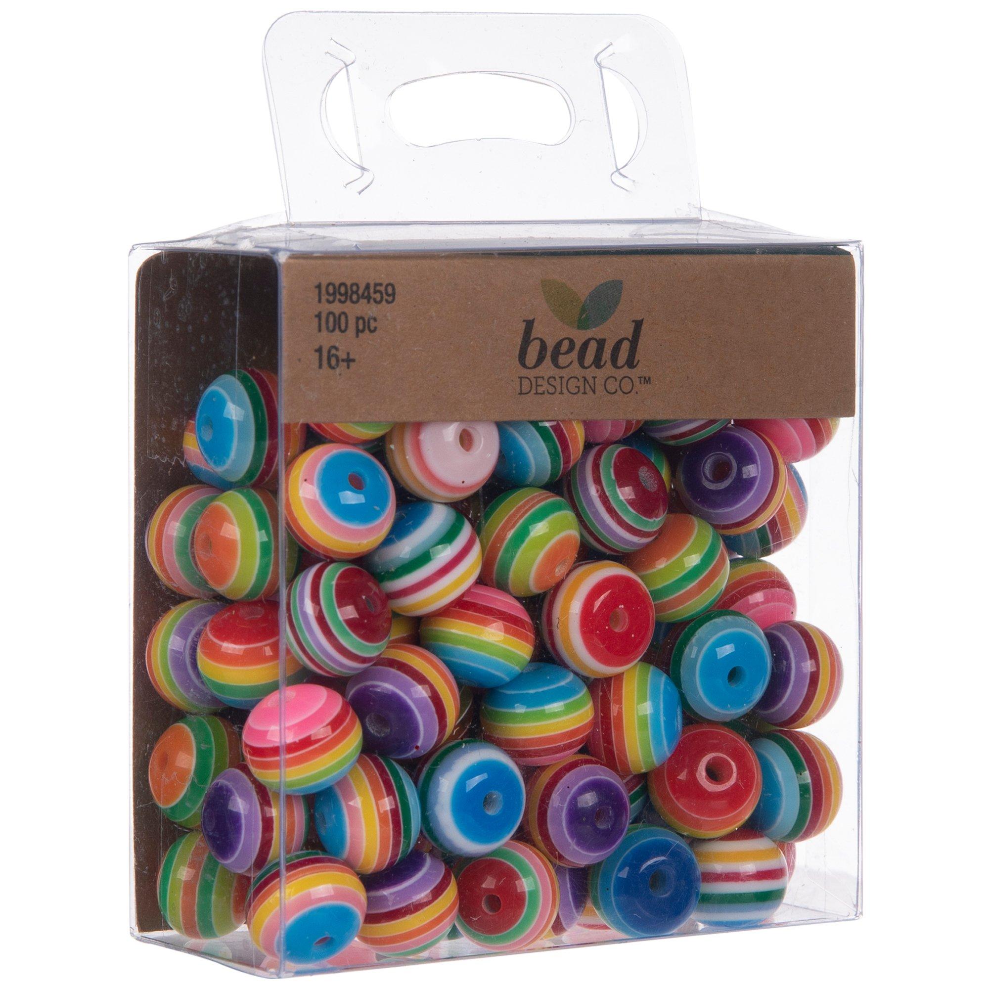 Resin Large Hole Colorful Striped Bucket Beads Rainbow Beads - Temu