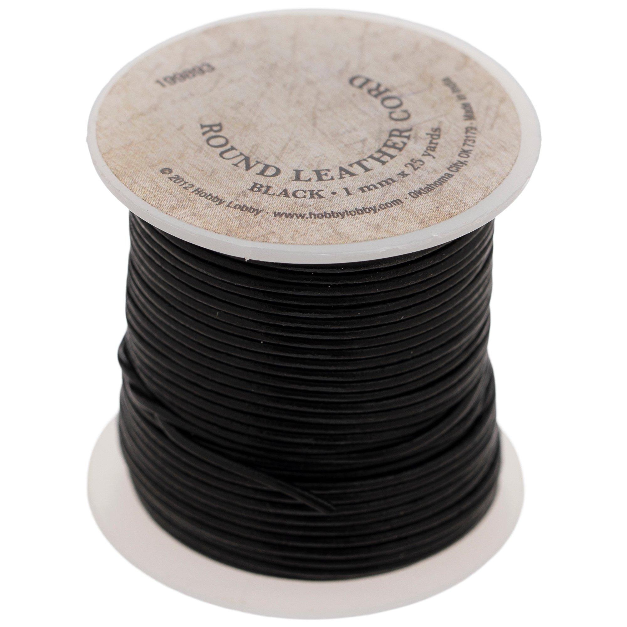 LolliBeads (TM) 1.5 mm Genuine Round Leather Cord Braiding String Black 10  Meters (10 Yards)