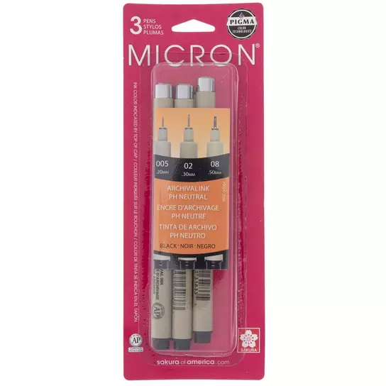 Black Micron Archival Ink Pens - 3 Piece Set, Hobby Lobby