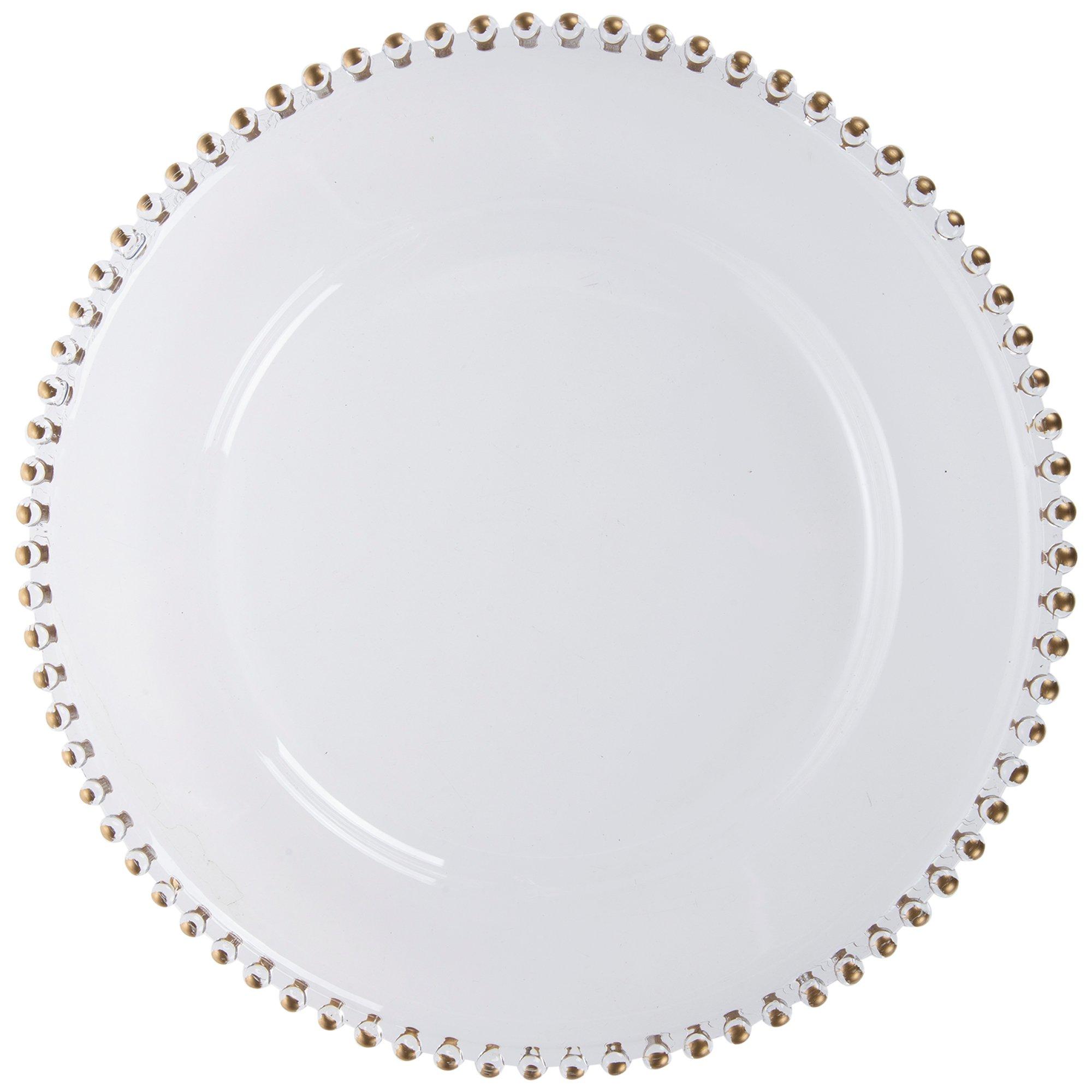 Beaded Glass Charger Plate - Gold Trim