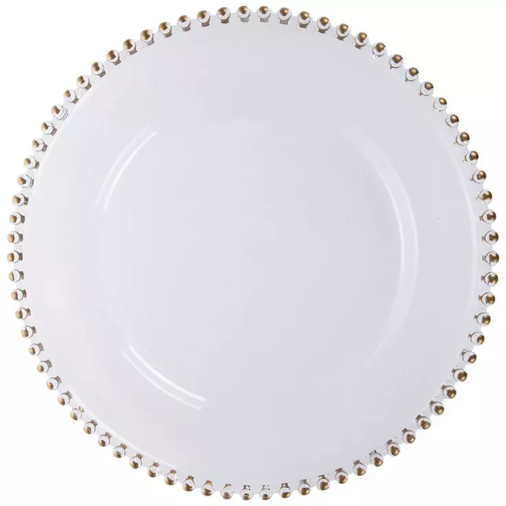 Clear Charger Plate with Gold Bead Rim