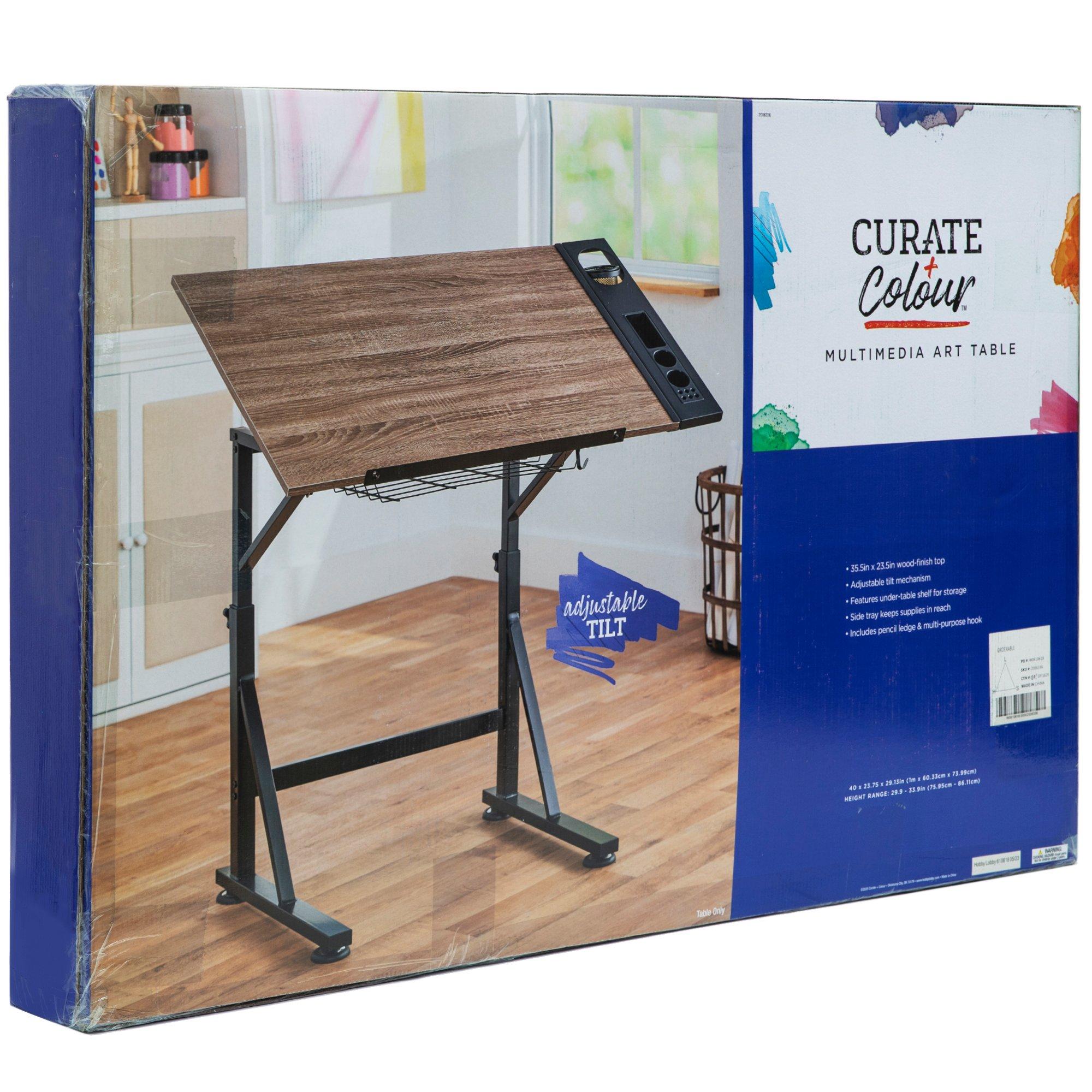 Walnut Solana Adjustable Wood Desk Table Easel with Storage Drawer, Paint  Palette, Easel - Kroger