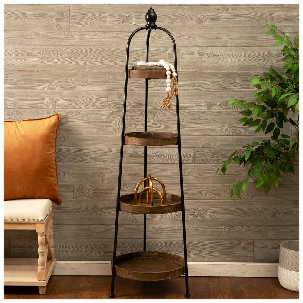 Brown Black Industrial 4 Tier Shelf