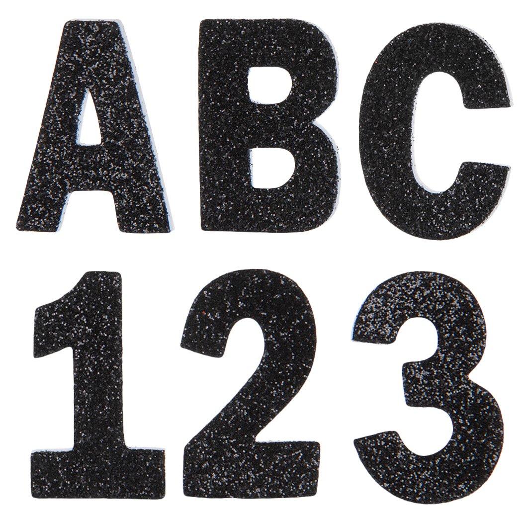 540pcs Black Letter Stickers, Glitter Cursive Alphabet Letter and Number Stickers Self Adhesive Script Alphabet Letter Stickers for Scrapbooking